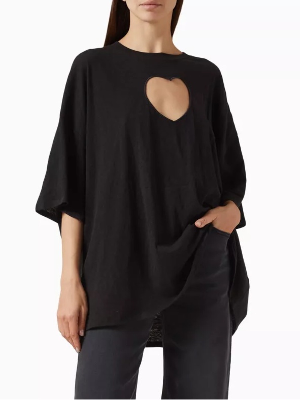 NWT RARE SKIMS Worn In Jersey Oversized Heart T-shirt in ‘Washed Onyx’